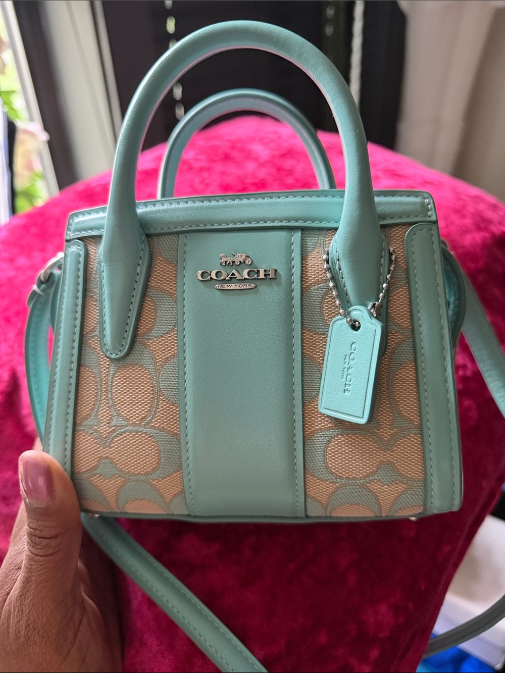 Coach Mint Green Signature Mini Satchel brand new - Picture 2 of 8
